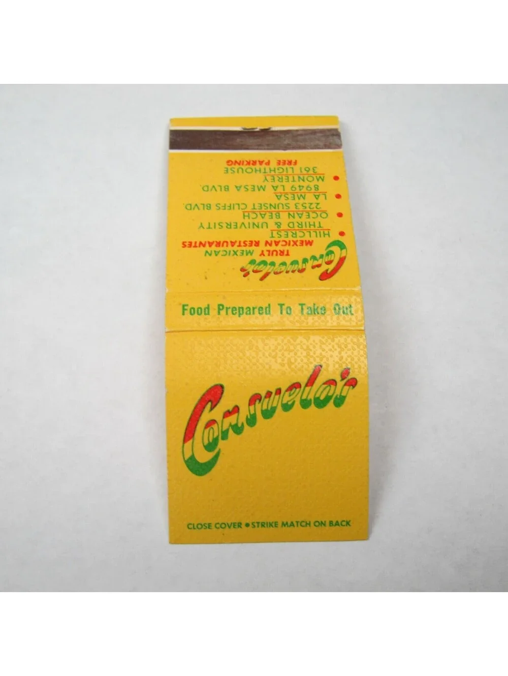 4 Matchbook Covers Consuelo's The Round Table The Broken Egg Jim & Jo's Foods CA